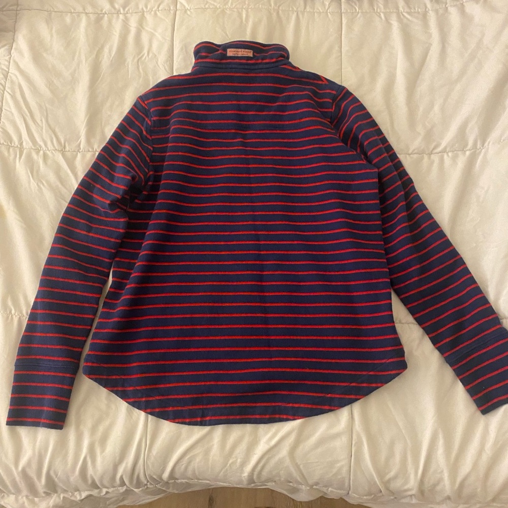 Vineyard Vines Striped Quarter Zip Sweatshirt Shep Shirt American Flag XS - Picture 2 of 3